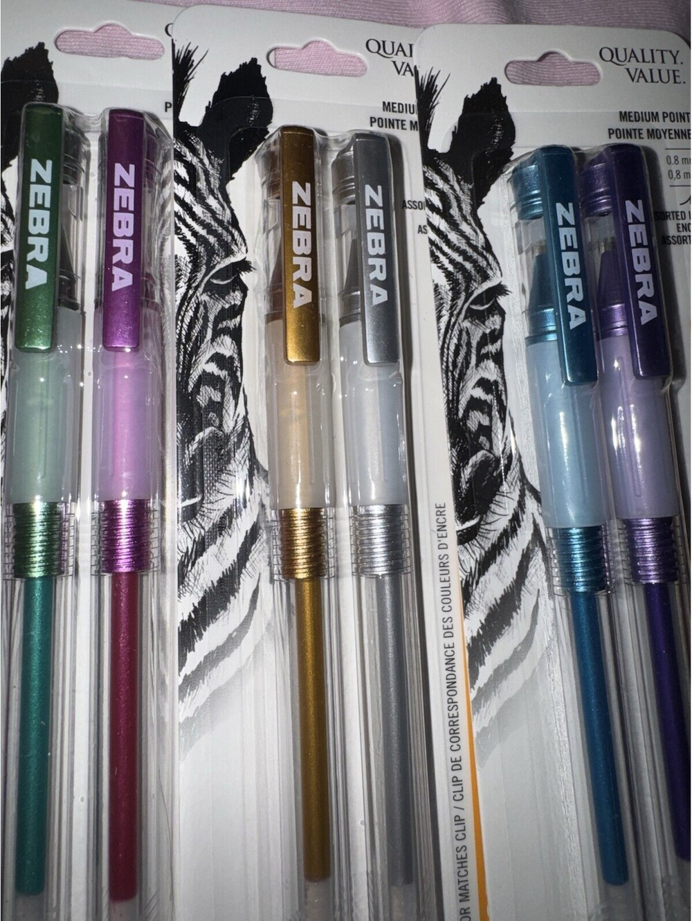 Zebra Gel Ink Stick Pens - 0.7mm - 6 Mixed Colors (3 packs of 2 pens)